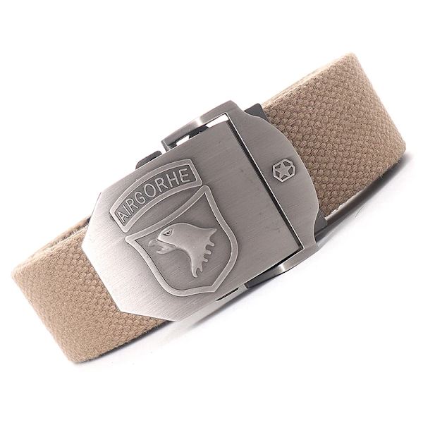 Canvas militärt taktiskt bälte män Hög kvalitet brett metall slät spänne bälte Byxor Tillbehör Ny unisex utomhusträningsbälte Deep khaki belt 110cm