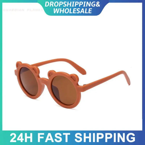 Flickor Pojkar Söta Björn Solglasögon UV400 Barn Tecknad Retro Runda Solglasögon Utomhusglasögon Baby Shade Glasögon Party Glasögon glasses chain