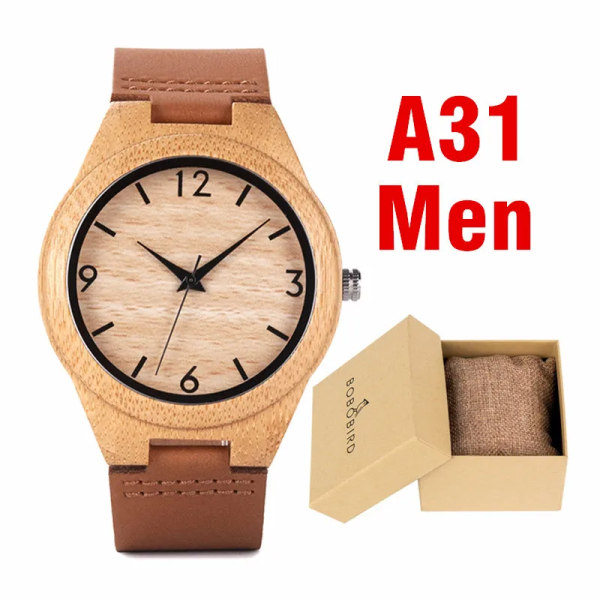 BOBO BIRD Träklockor Herr & Kvinnor Läder Nylon Silikonrem Casual Quartz Watch Presentask Förpackning Surport Drop A31