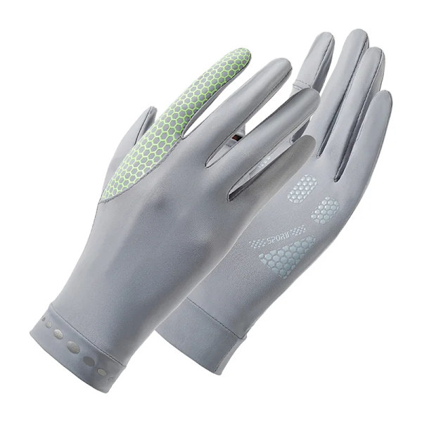 Solskyddshandskar Dam Vår och Sommar Utomhusridning Is Silke Anti-ultraviolett Full Fingerless Cool Feeling Män light grey women(.656) L(.656)