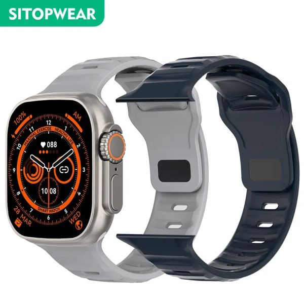 NY Smart Watch Ultra Herr Dam Smartwatch Bluetooth Samtal Temperaturmätning Hälsoövervakning Trådlös laddning 49mm With Silicone Strap(.835)