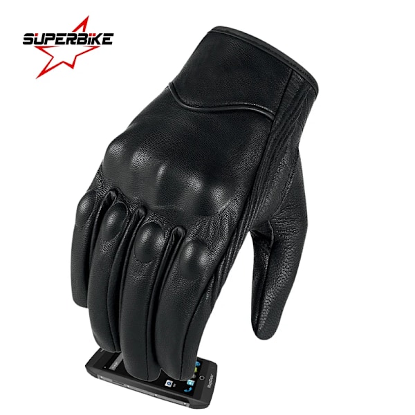 Motorcykelhandskar Läder Touch Herr Äkta Getläder Sport Cykelhandske Motorcykel Racing Guantes De Moto Luvas De Motocicleta Perforated M