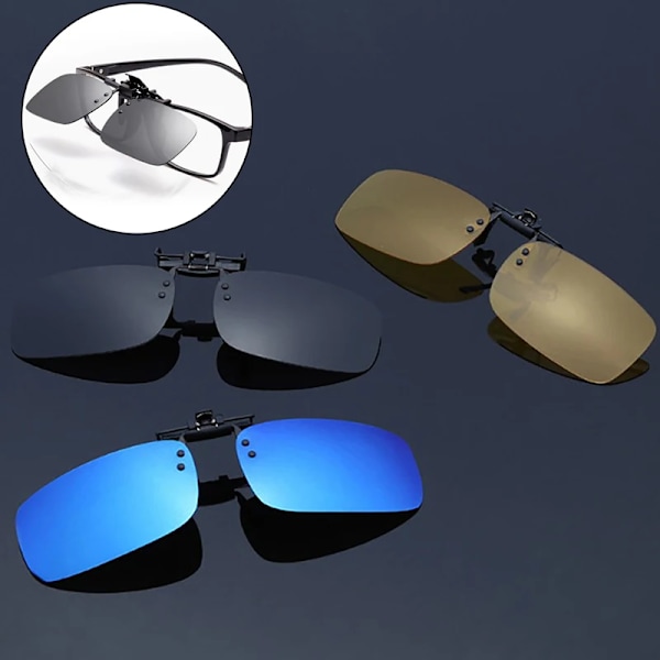 Män Kvinnor Bilförarglasögon Anti-UVA UVB polariserade solglasögon Körning Night Vision Lens Clip On Solglasögon Interiörtillbehör A3
