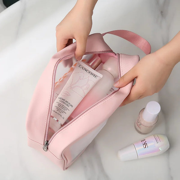 4 Style PCS Damkosmetikväska 2023 Badmakeup Förvaringsväska Bärbar Vattentät Resor Dam Dusch Handväska PU Pink M