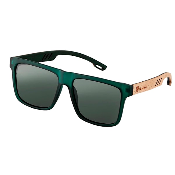 HU WOOD Nya högkvalitativa fyrkantiga solglasögon för män Polariserad UV400 Mode solglasögon Spegel Sportsolglasögon Köra oculos Green Polarized