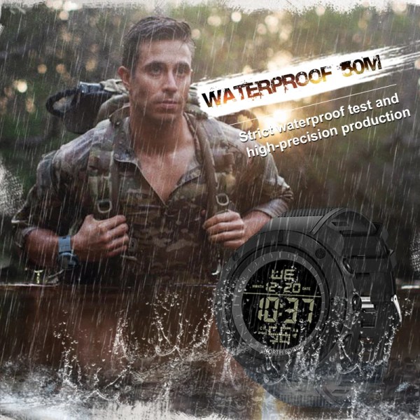 NORTH EDGE Digitala herrklockor Army Military World Time Alarm Sport Stoppur För Man Vattentät 50M Armbandsur 2022 Relogios Black