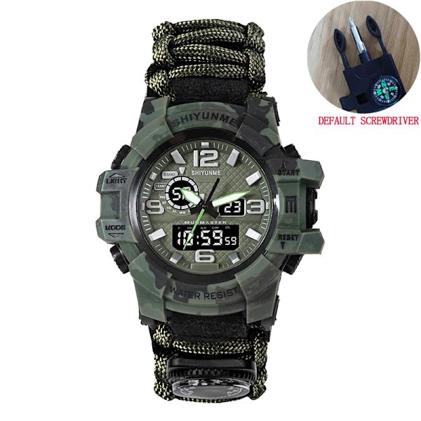 SHIYUNME Watch för män LED Quartz Vattentät Armbandsur för män Mode Utomhussport Digital klocka Klockor Relogio Masculino Camouflage green