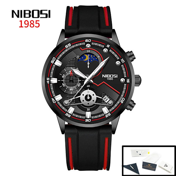 Nytt mode NIBOSI Watch för män Lyx Sport Kronograf Vattentät rostfritt stål kvartsklockor Herr Relogio Masculino H