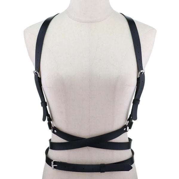 Europeisk och amerikansk PU Korsett Midjebälte Bröstrem Personlighet Trend Kroppssele Rem Sexig Sling Punk Gothic Bälte Silver One size