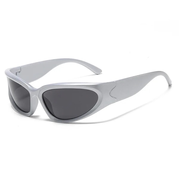 Populära damsolglasögon 2022 Punksolglasögon Unika sportsolglasögon män UV400 Goggle Shades Spegel Färgglada Y2k-glasögon silver black As shown