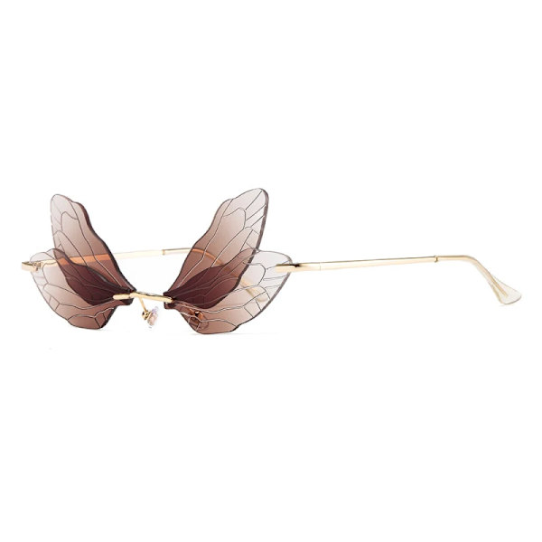 Butterfly Solglasögon Rimless Dragonfly Wing Solglasögon Dam Vintage Clear Ocean Lens Glasögon Män Rosa Solglasögon Solglasögon UV400 C05 As shows