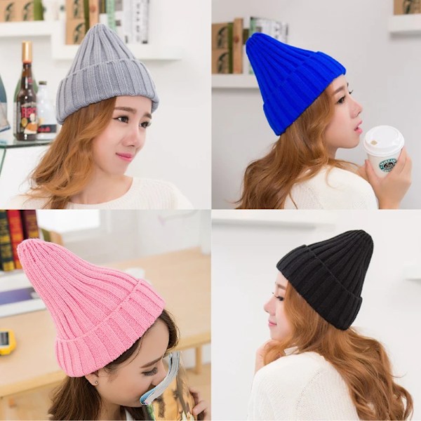 Unisex Bomullsblendade Varma Mjuka Stickade Mössor Hip Hop Vintermössor Beanies För Flickor Höstmössor Skullies Beanies Red