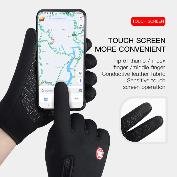 1st Unisex Touchscreen Vinter Thermal Varma Helfingerhandskar för Cykling Cykel Cykel Skidor Utomhus Camping Vandring Motorcykel Pink M