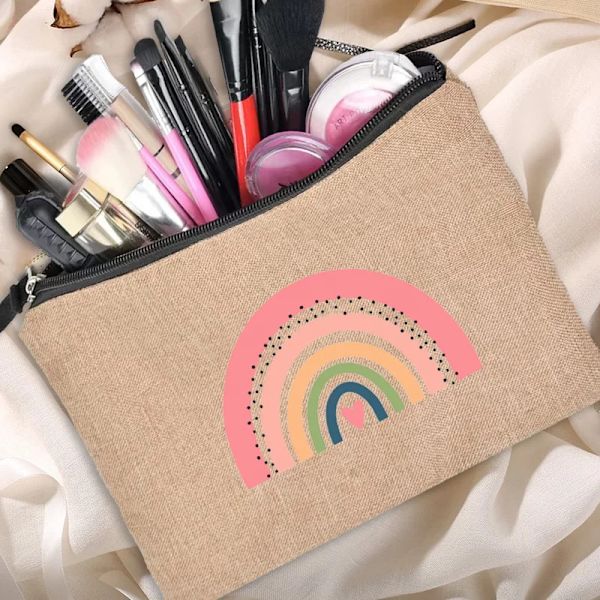 Rainbow Kvinnor Canvas Sminkväskor Söta kosmetikaväskor Påsar Ett brett urval av design Påse Kvinnor kosmetikväska 4Rainbow0017