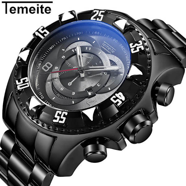 Herrklockor toppmärkt Luxury Quartz Gold Watch Herr Big Dial Vattentät Golden Business Armbandsur herr 2021 Relogio Masculino silver white tool