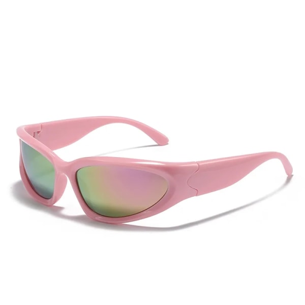 Punksolglasögon för män Kvinnor Märkesdesign Solglasögon Spegel Sport Lyx Unisex män Förarglasögon Vintage nyanser Oculos UV400 pink No Polarized