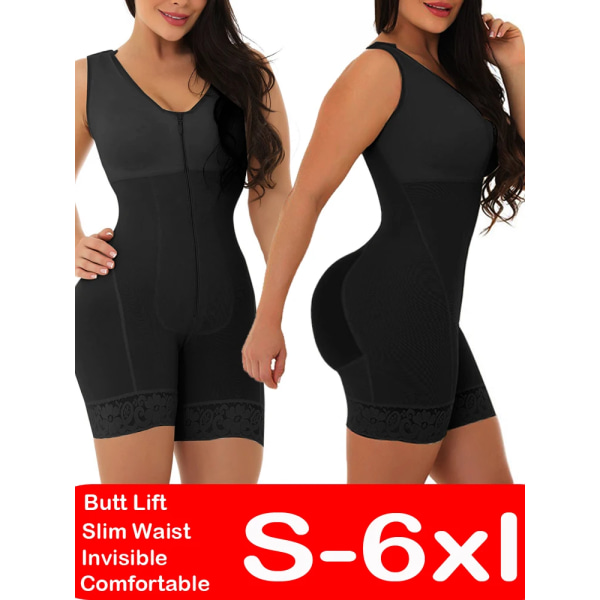 kroppsformare waist trainer pärmar korsett modellering rem shapewear bantningsunderkläder kvinnor faja gördel korrigerande underkläder Black XL