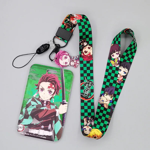 1 Set Demon Slayer Anime Kortfodral Kort Nyckel Lanyard Cosplay Badge ID-kort Hållare Halsband Nyckelringar Kamado Nezuko GMP-W