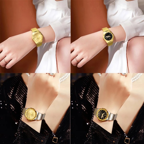 WWOOR Mujer New Fashion White Diamond Watch Toppmärke Lyxarmbandsur Enkel Watch Liten watch Relogio Feminino Gold black