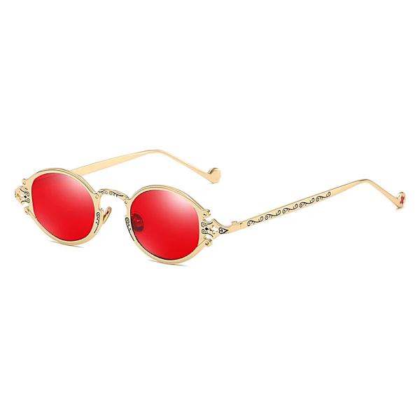 nya cateye street shoot man solglasögon dam retro steampunk glasögon gotisk oval Metallbåge snidade solglasögon Gafas sol mujer C5 Gold-Red