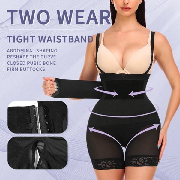 Waist trainer Body Shapewear Body Kvinnor Magen Slimming Skida Platt maggördel Postpartum Omlottbälte Fajas Skims Corset 6XL Black CJ-D1882 5XL