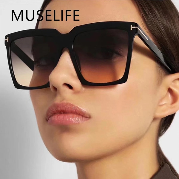 MUSELIFE Fashion Square Solglasögon Designer Lyxiga Dam Cat Eye Solglasögon Klassiska Retro Glasögon UV400 1-Black-Black As Picture