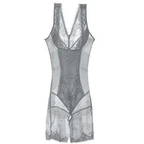 plus size spets bekväm bantning body shapers bh lyftare kontroll mage bodys midje träning shapewear Gray L