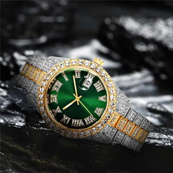 Relogio Masculino Herrklockor Lyx Watch Rostfritt stål Diamant Mode Lysande klocka Watch Kalender 2023 Watches-V1278-2