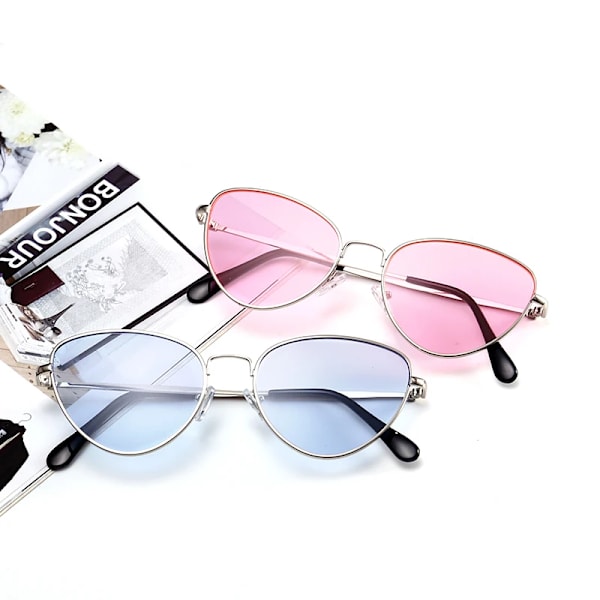 Sexiga små vintage kattögon solglasögon kvinna vintage röda svarta solglasögon kvinnliga damer Cateyes solglasögon retro glasögon Silver Pink