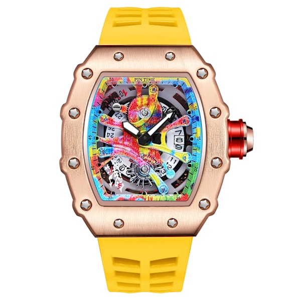 Modern design watch Sport lysande vattentät militärautomatisk watch för man pojkar Silikonrem Tonneau-urtavla QT336-6