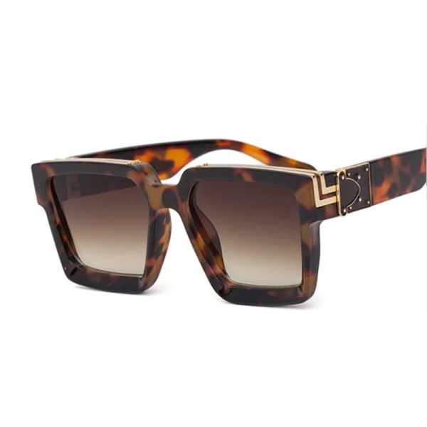 Lyxiga fyrkantiga solglasögon Kvinna Märke Designer Spegel Rese Solglasögon Godis Färger Mode Gradient Körning Oculos De Sol Leopard as picture
