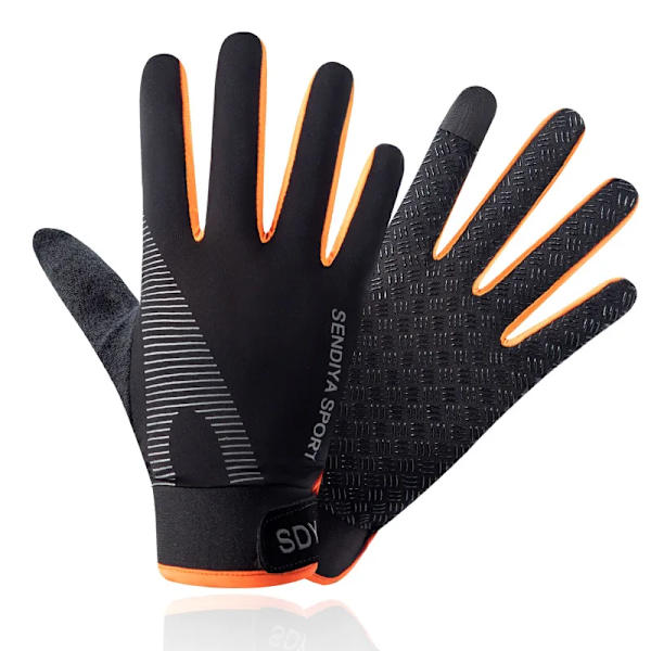 Quick Dry Cykelhandskar Full Finger Touchscreen Herr Dam Handskar Andas Höstvantar Lättvikts Ridhandskar Cykling Orange M