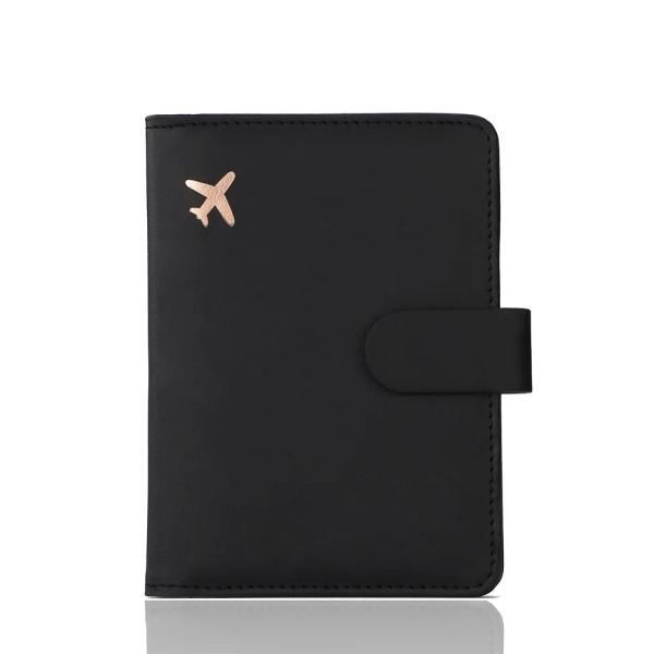 Nytt premium läder passhållarfodral Case resevattentät RFID-blockerande passhållare plånböcker med pennhållare Type1 Black