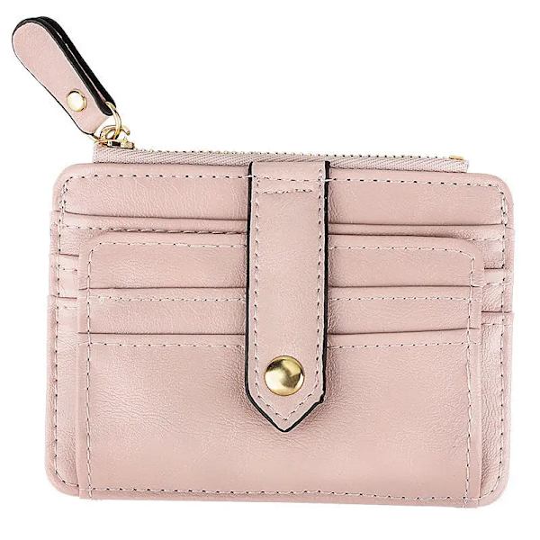 1 ST Mini PU Läder Kreditkortshållare Skydd Cover Hasp Kvinnor Män Liten Ultra-Tunn plånbok Organizer Case Paket Myntväska Pink(.124)
