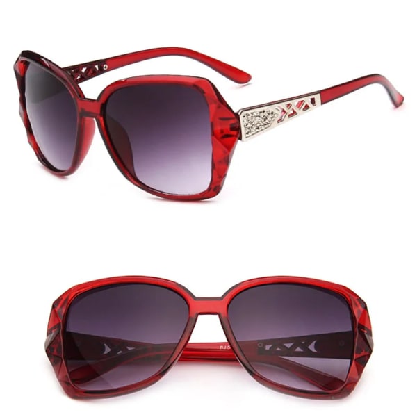 RBROVO Solglasögon med stor ram för kvinnor märkesdesigner Vintage Gradient Shoppingglasögon UV400 Resor Oculos De Sol Feminino Red As picture