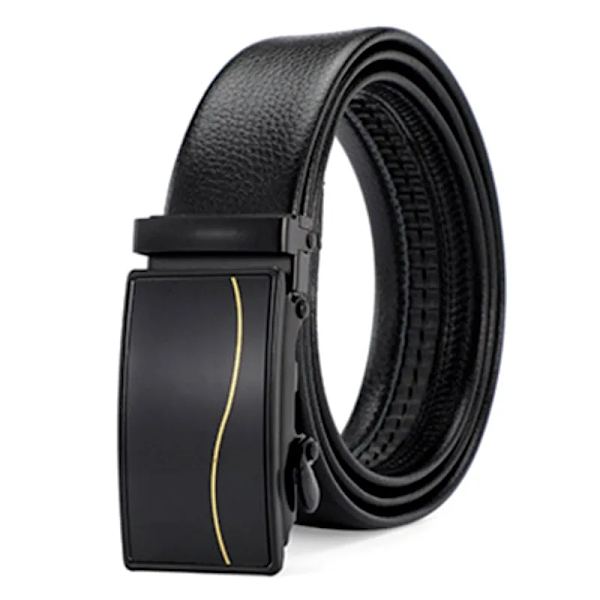120 cm Herrbälte Lyxigt Automatiskt Business Midjeband Man Ko-rem Bälten För Herr Läder Designer Guld Silver Spärrspänne Black5 120cm