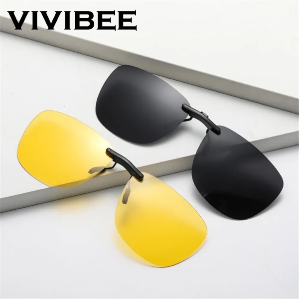 VIVIBEE Men Driving Clip On Solglasögon för Myopia Glasögon Polarized Women Square Night Vision Fishing UV400 Solglasögon 1 Grey without case