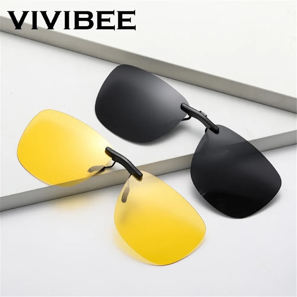 VIVIBEE Men Driving Clip On Solglasögon för Myopia Glasögon Polarized Women Square Night Vision Fishing UV400 Solglasögon 4 Brown with case