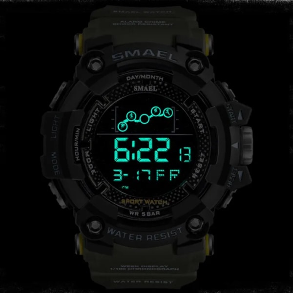 Watch Military Water Resistant SMAEL Sport Watch Army Led Digital Wrist Stoppur for Man 1802 Relogio Masculino Watche GRAY