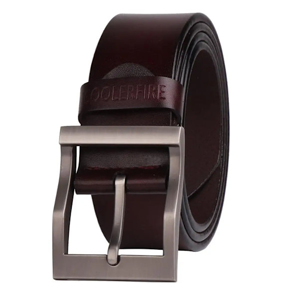 Coolerfire mäns bälte i äkta läder designerbälten herr lyxiga rem manliga bälten för män mode nål spänne för jeans HQ0231 HQ023COFFEE 110cm