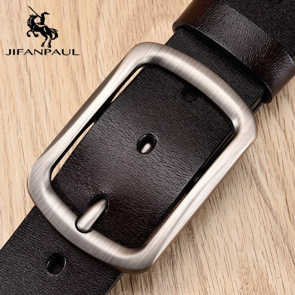 JIFANPAUL män bälten högkvalitativt bälte klassiska designer bältenretro pin spänne män läder mode företag formellt bälte för män 888 coffee 115CM