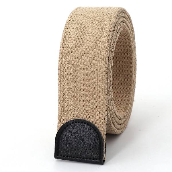 Hot Tactical Canvas Bälte Utan Spänne Joker Utomhus Män Kvinnor Anpassa Förläng Designer Multifunktionell Militär Jeans Bälte Khaki 130cm