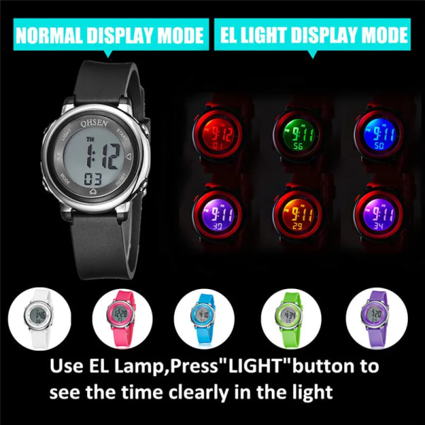 Relogio 2022 OHSEN Mode dam Sportklockor män Vattentät LED digital watch män kvinnor multifunktion flicka pojke armbandsur Black