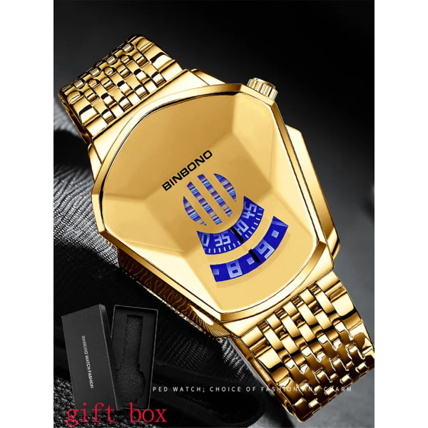 New Arrival Watch Herr Vattentät Kreativ Armbandsur För Man Klocka Herrklocka Watch Masculino Guld Armbandsur i rostfritt stål gold gold