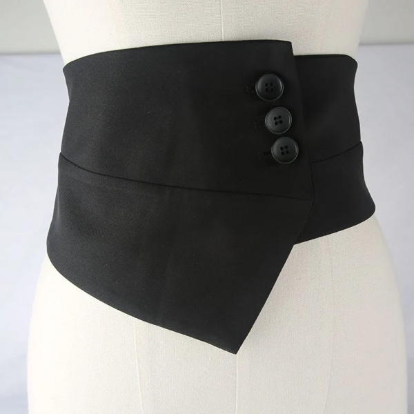 1 st Deepeel 23*68 cm Mode dekorativ korsett för kvinnor, brett midjebälte för skjorta klänning Cummerbund lyxigt designer midjeband CB501-Black-69cm 1Pc