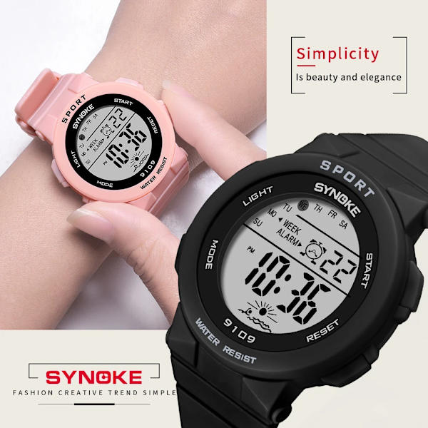 PANARS Mode Damklockor Pojkar Flickor Studenter Digital Sport Watch 50m Vattentät Armbandsur Alarm Relogio Feminino White