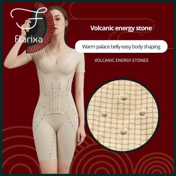 Flarixa Plus Size Bodysuit Shapewear Kvinnor Magkontroll Underkläder Koffein Postpartum Bantning Slida Tillbaka Take Off Body Shaper Beige-Vest M
