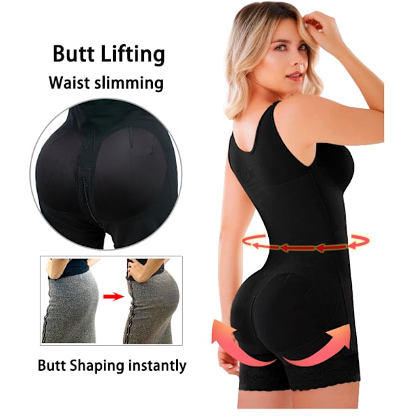 Fajas Colombianas Post-kirurgi Shapewear Högkompression bantningsbälte Kvinnor Platt mage Butt Lifter Kroppsformare Dragkedja Greken Beige M