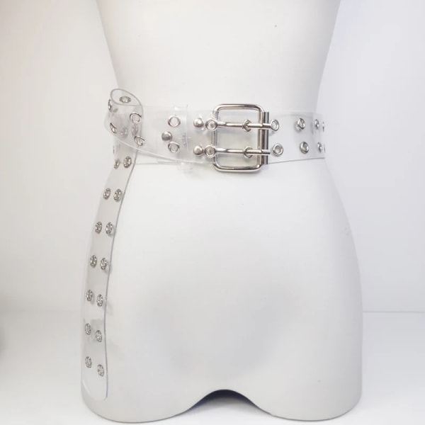 Kvinnor Bälte PU Läder Pin Spänne Punk Wind Jeans Ny stil mode Kvinna Svart Fri storlek Grommet Bälten för byxor 152 PVC only belt Free Size