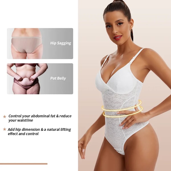 3 i 1 spets Shapewear Body för kvinnor Sexiga bröst vadderade stringtrosor Fajas MISS MOLY midja slimmade mage släta korsetter Nude M